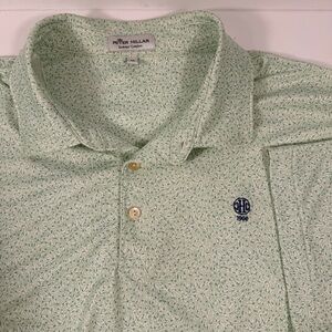 Peter Millar Summer Comfort Golf Polo Green Patterned Mens XL Performance AOP